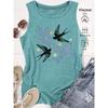 2026 Trendy Vintage Swallow Leaf Star Print Women Sleeveless Tank Top High Quality Casual Spring Summer Vest
