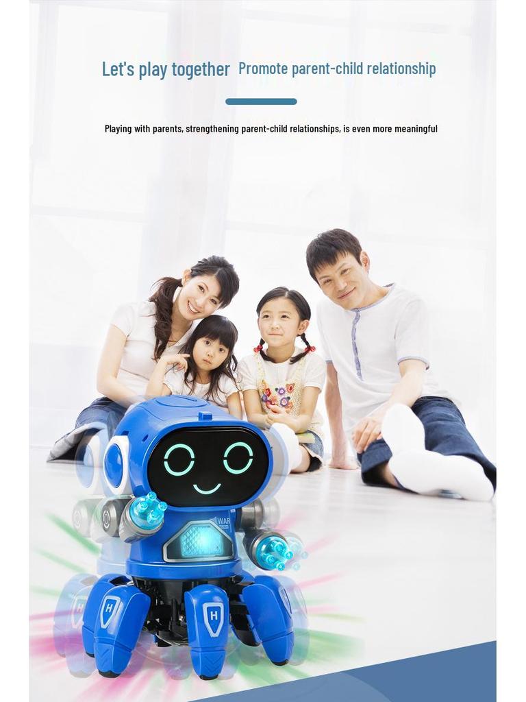 Electric Six-Claw Dancing Octopus Robot Toy with Lights and Music for Kids