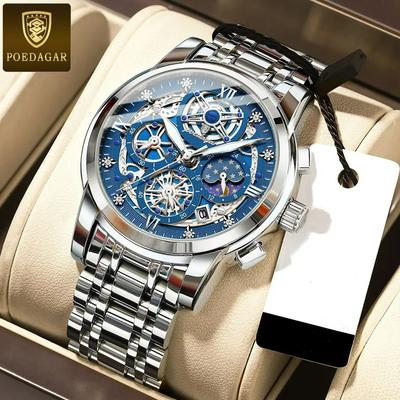 Luxury Military Watch for Men Sport Quartz Man Wristwatch Waterproof Luminous Chronograph Stainless Steel Men's Watches