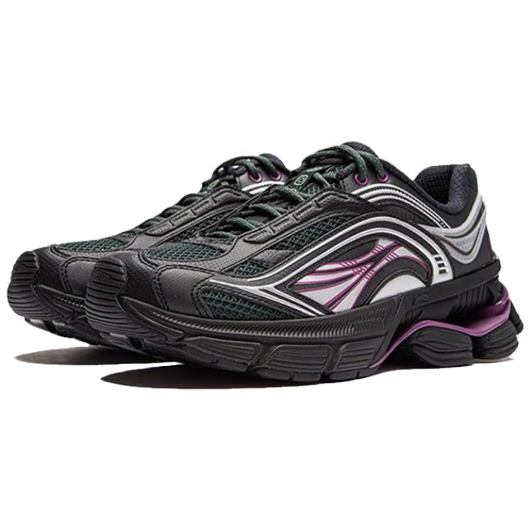 Li-Ning Comfortable Simple Shock Absorption Non-Slip Low-Top Running Shoes Women Sneaker Black Purple AGCU044-1