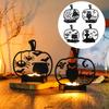 Black Halloween Candle Holders Creepy Hollow Out Silhouette Candle Holder Halloween Table Decoration Metal Pumpkin Shape