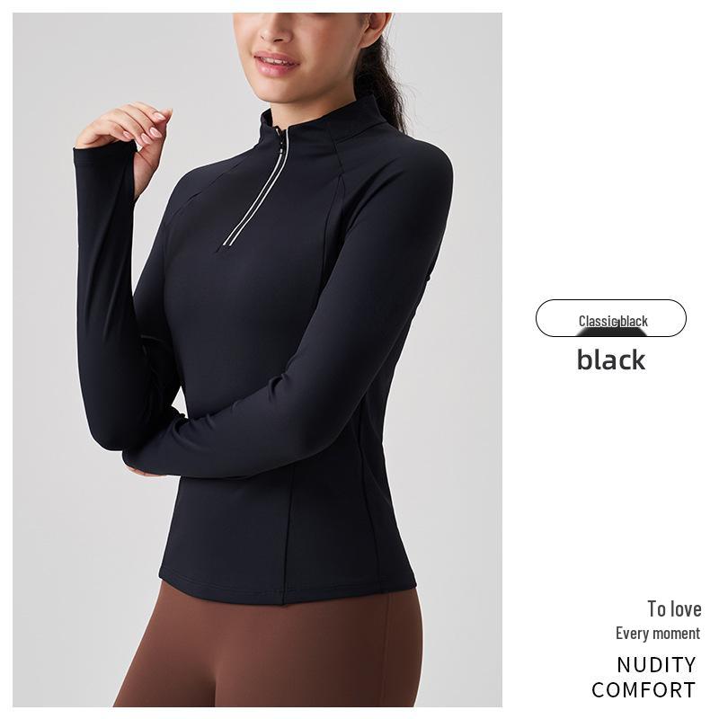Autumn Slim-Fit Long Sleeve Half-Zip Yoga and Pilates Jacket Small