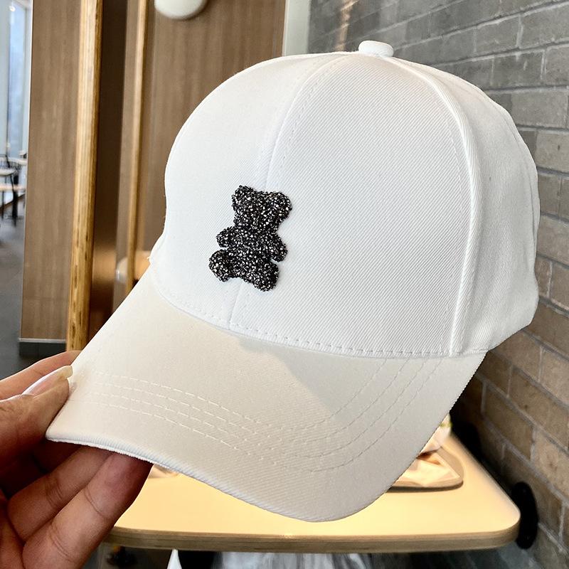 

2025 hat women s four-season cap fashionable versatile student bright diamond bear sunshade baseball cap 54-58Cm (Adjustable)