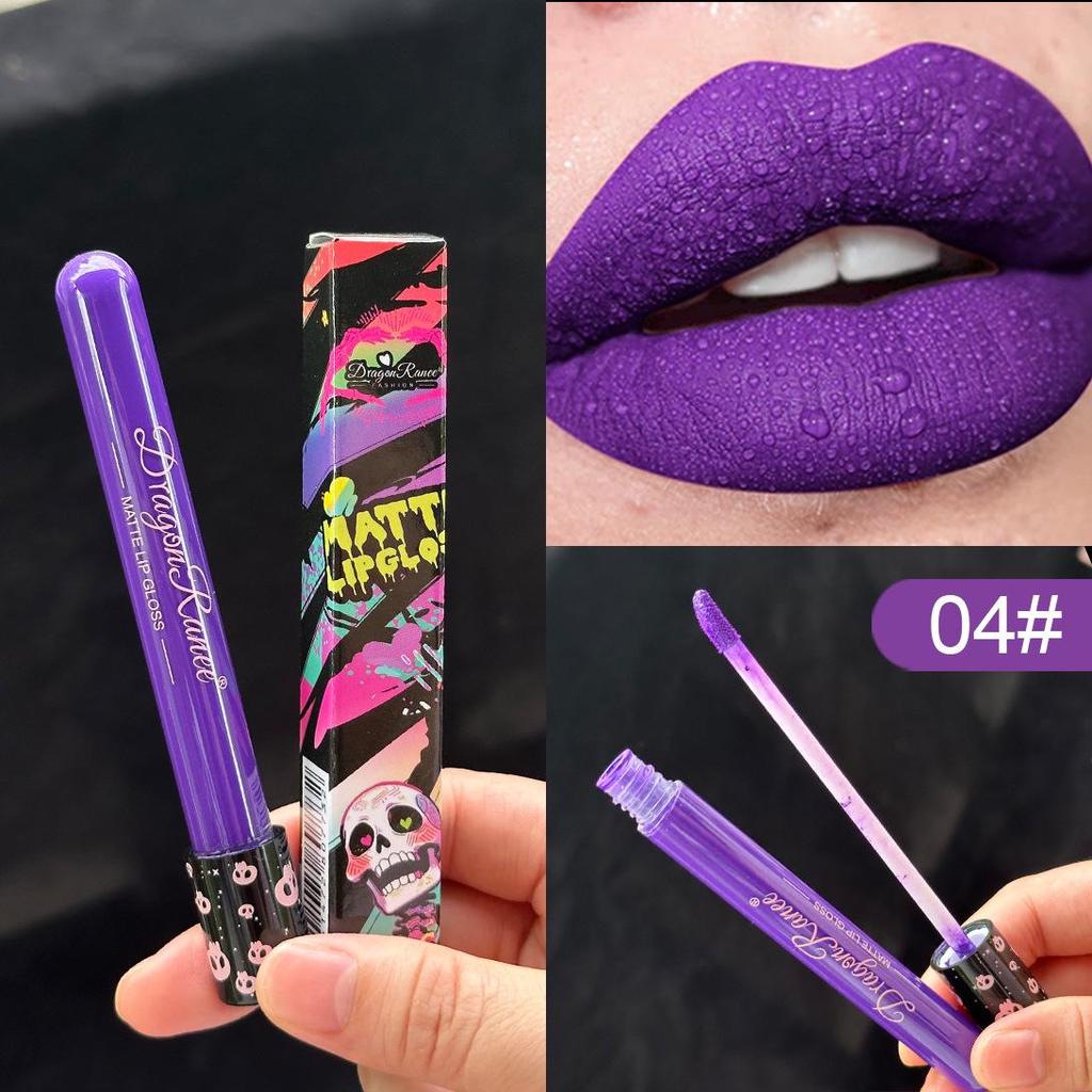 DragonRanee Vampire Matte Lip Glaze - Waterproof Halloween Retro Lipstick In White & Black