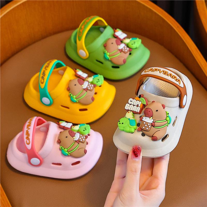Capybara Boys' Closed-Toe Summer Sandals: Non-Slip Indoor Baby Shoes with Soft Soles.