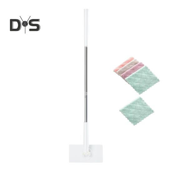 Automatic Cloth Clamp Mop with Rag 360 Degree Rotating Extended Mop Dry/Wet Dual-Purpose Household Cleaning Mop