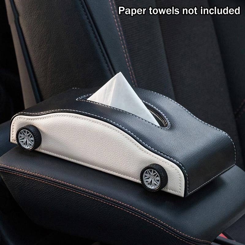 Kreative Autoform Taschentuchbox Simulierte Reifen Hitzebeständiger Taschentuchspender Dekorativer Tragbarer Autoleder Taschentuchorganizer