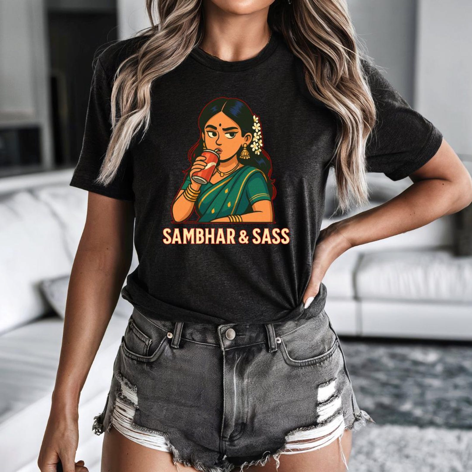 Desi Tshirt for Women, Indian Cotton Tee, South Indian Spice & Sass, Funny Desi Shirt, Desi Graphic Tee, Indian Culture, Casual Desi Wear 2XL
