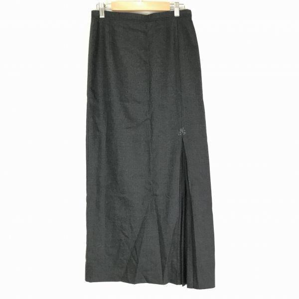 USED/Made In Japan Itariya Slit Long Skirt 9 M Dark Gray Side Zipper Bijou Italiya