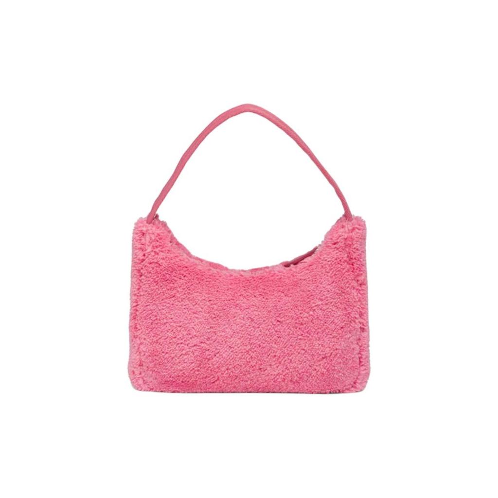 Prada Re-Edition 2000 Embroidered Logo And Enamel Triangle Logo Soft Terry Fabric Hobo Bag Women bags Pink 1NE515_2DXO_F046J