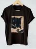 High Quality Retro Japanese Style Cat Eating Sushi Funny T Shirts Men Women T-shirt Round Neck Short Sleeve Tee Shirt Cute
