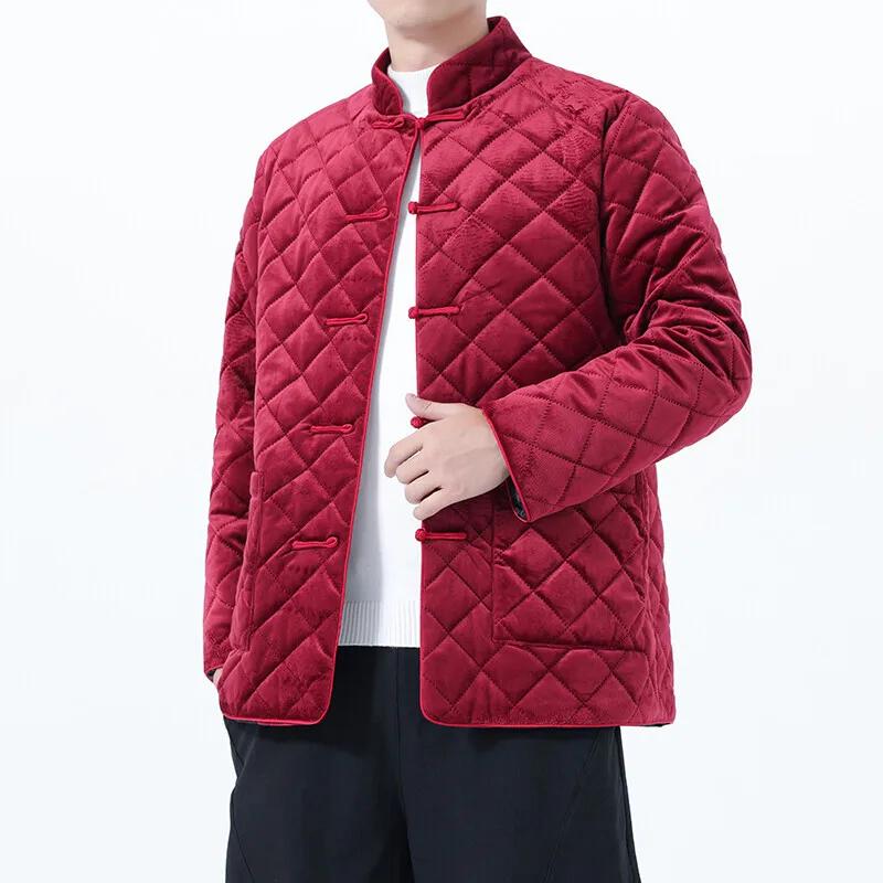 Autumn Chinese Style Men Cotton Padded Jacket Young Men Winter Fashion Retro Parkas Outerwear Male Casual Loose Fit Warm Coat