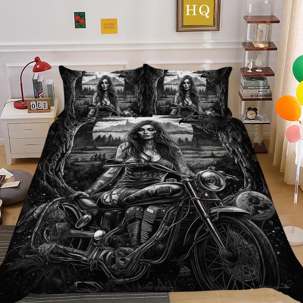 Krásný povlak na lůžkoviny s potiskem lebky Dvojitá velikost Mikrovlákno Ložní prádlo Teen Cool Módní Dekorace ložnice