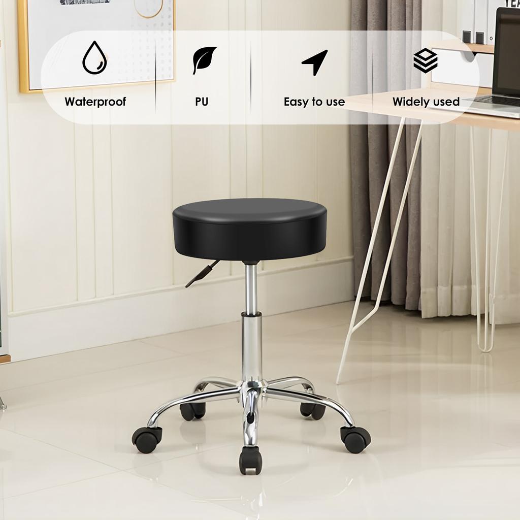 2 szt. Okrągłe Pokrowce na Siedziska Stołków PU Skórzane Pokrowce na Krzesła Barowe Wodoodporne Pyłoszczelne Elastyczne Ochraniacze Mebli do Restauracji Baru