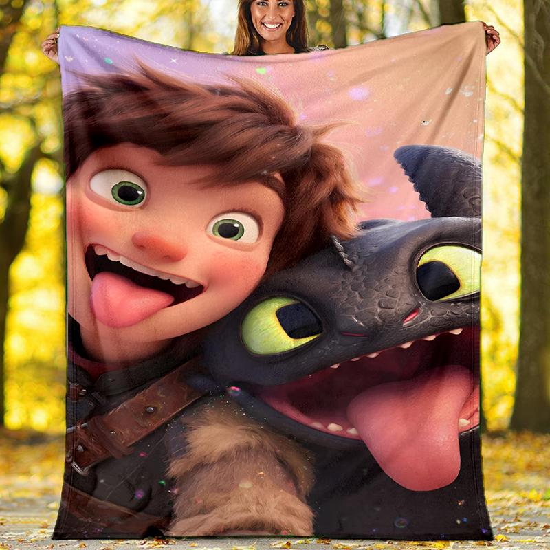 Dragon Theme Printed Blanket Perfect For Couch Bed Travel Outdoor Use Machine Washable Cozy Durable