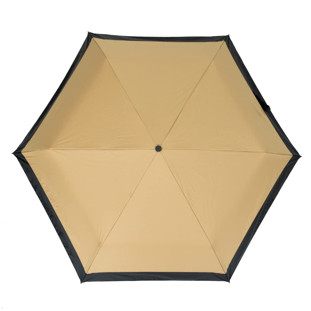 

Широкий складной зонт VITAFELICE бежевого и черного цвета для солнца и дождя женский (60см ребра) (vsgz-451z)