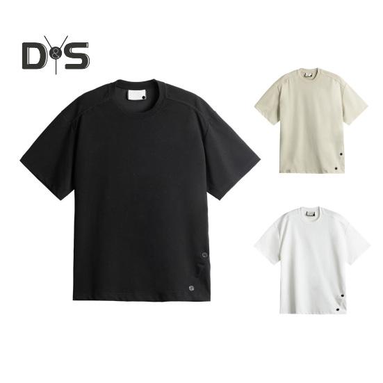 Pánské tričko s kulatým výstřihem, krátkým rukávem, ležérní topy s knoflíkovým lemem, měkké lehké pulovrové topy, domácí posilovna, streetové oblečení