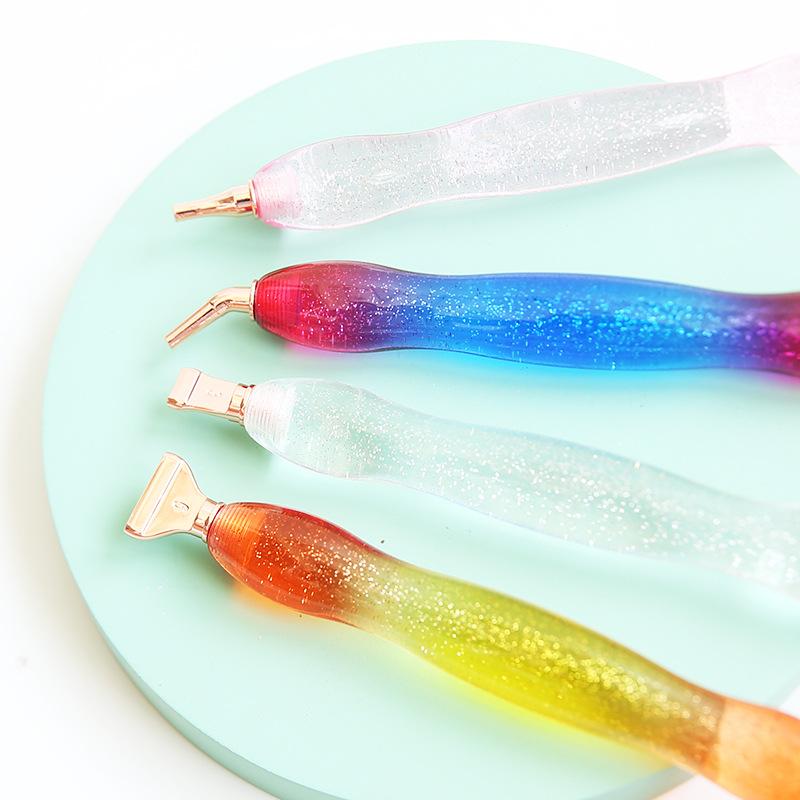Glitter Gradient Resin Diamond Painting Pen Kit 12 Interchangeable Tips 6 Wax Blocks 2 Sorting Trays Correction Tool Ergonomic Grip