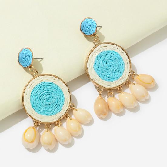 

1 пара женских висячих серег, плетеных, легко сочетающихся, антиаллергенные, милого цвета, круглые