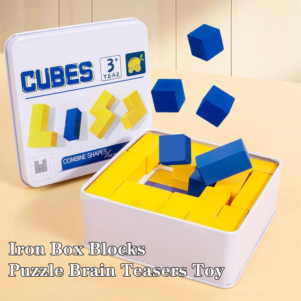 Wooden Block Puzzle With Storage Box Hidden Building Block Puzzle Toy Educational Logical Thinking Training Game Gifts For Kids