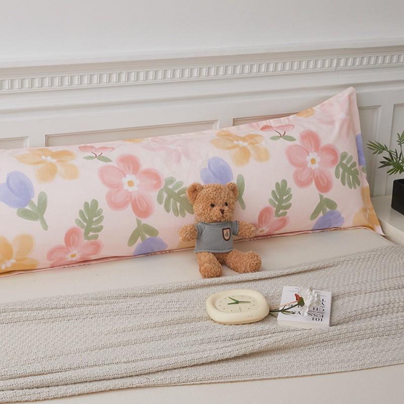 Soft Cotton Long Pillowcase 48x120/150/180cm Ins Style Floral Print Double Bed Single Piece