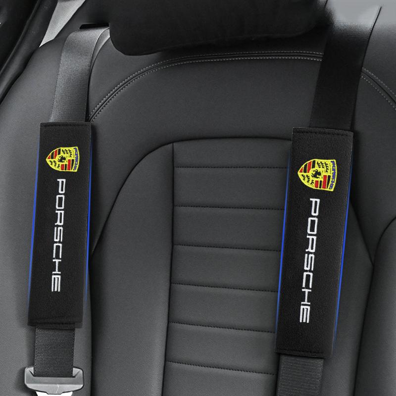 2Pcs Seat Belt Cover Car Cotton Safety Shoulder Protector For Porsche 911 928 944 968 Boxster Cayenne Macan Panamera