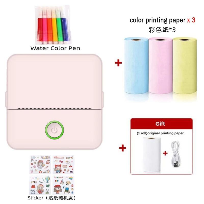 Portable Mini Printer Wireless Thermal Pocket Printers Self-Adhesive Paper for DIY Diary Stickers Quick Printing Conveniently