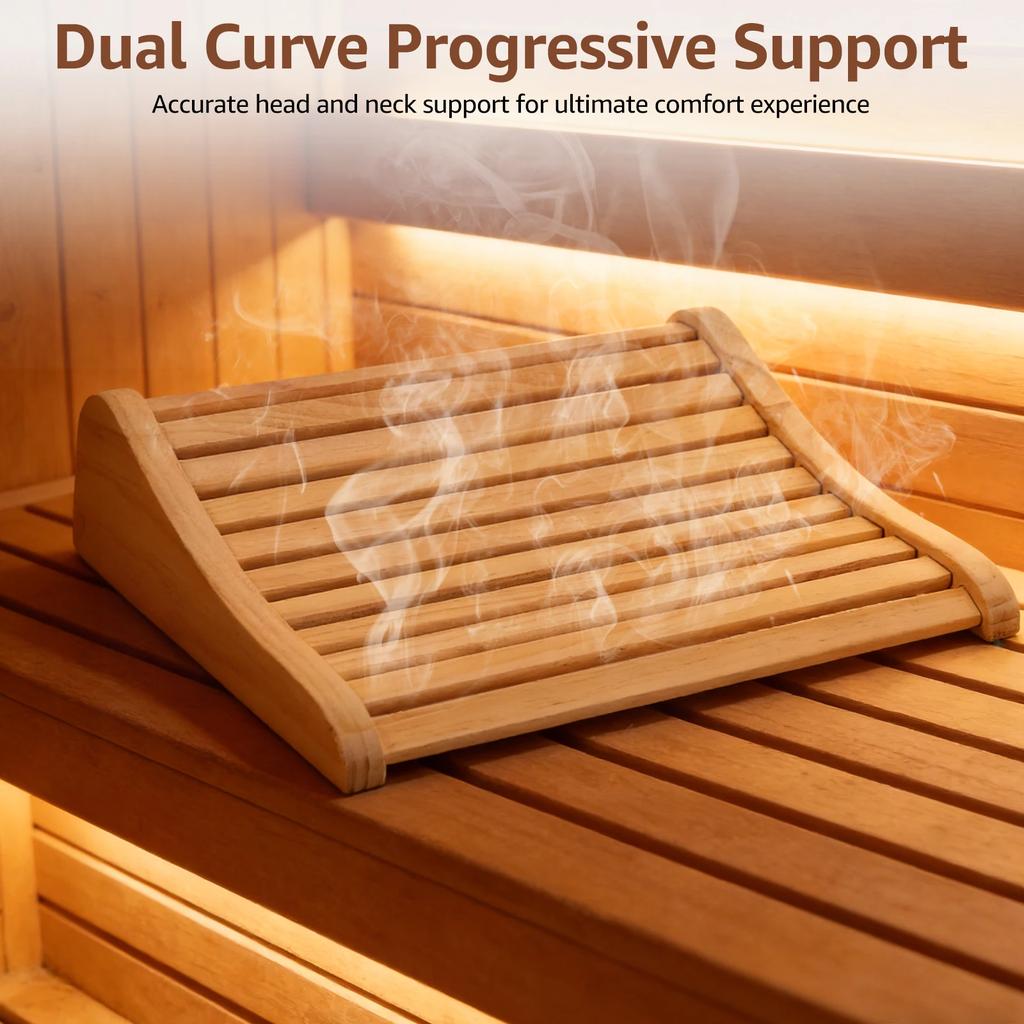 2Pcs Sauna Headrest Wood Neck Pillow Ergonomic Design Infrared Sauna Headrest Comfortable Headrest Support Sauna Accessories
