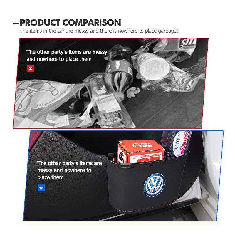 WET1 Leather Car Door Storage Box Phone Pocket Hanging Organizer For Volkswagen VW Scirocco Passat Polo B5 B6 B7 CC Tiguan Sharan
