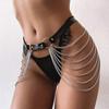 Multi Layer Body Chain Waist Belt Accessory Adjustable Metal Chains with Leather Straps and Rings for Fashion Styling