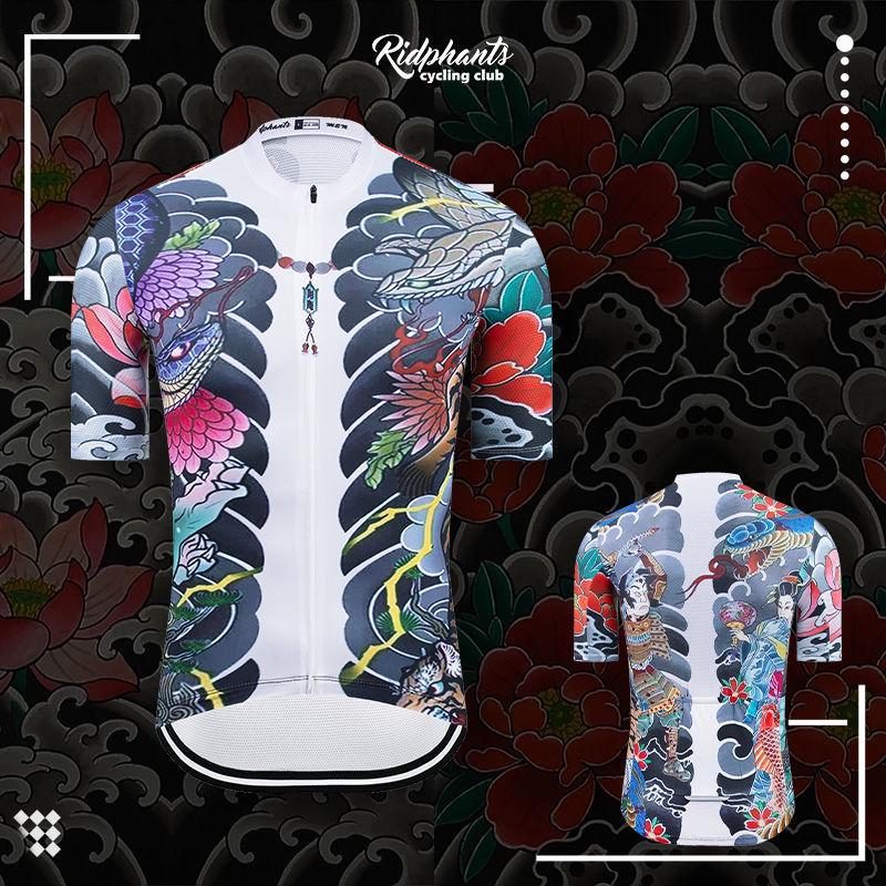 

Мужская и женская быстросохнущая велосипедная майка с японской татуировкой - с коротким рукавом, дышащая, для лета и горного велосипеда 4X Large