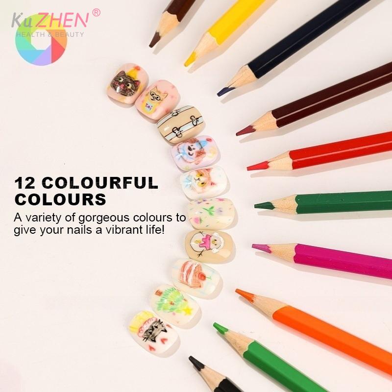 12/24 Colors Water Color Pencils Set High-End Professional Nail Art Colored Pencils Gift For Nail Art Enthusiast Nail Art Brush