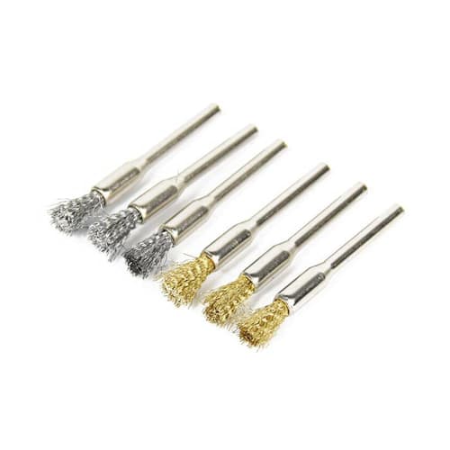 YFFSFDC Router Brushes, Pack of 40, Brush-Shaped Brass Wire Brushes and Steel Brushes with 2.35mm Shafts, Abrasive Brushes for Dremel Rotary Tools, Ac