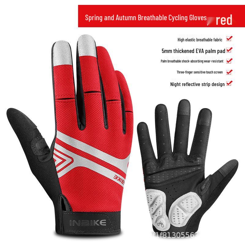 INBIKE Full Finger Anti-Slip Cycling Gloves - Breathable for Mountain & Road Biking, Spring & Autumn