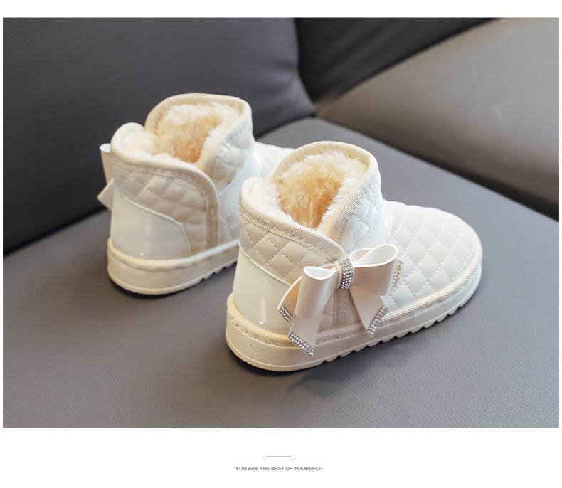 Bottes d'hiver imperméables pour filles doublées en polaire - Antidérapantes, chaudes chaussures de neige pour enfants