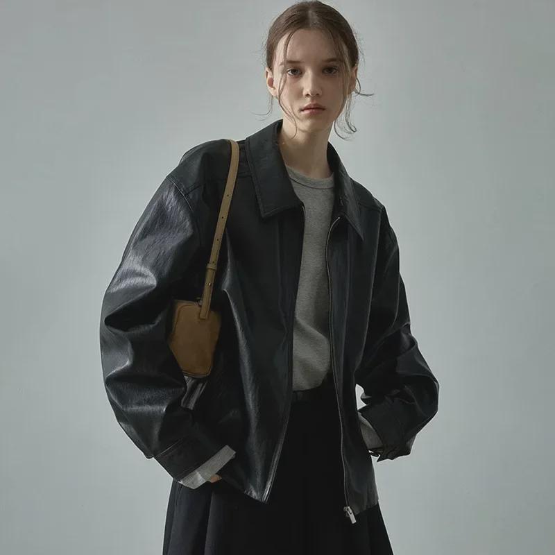 Women's Designer Patterned Leather Jacket - Niche Style Top