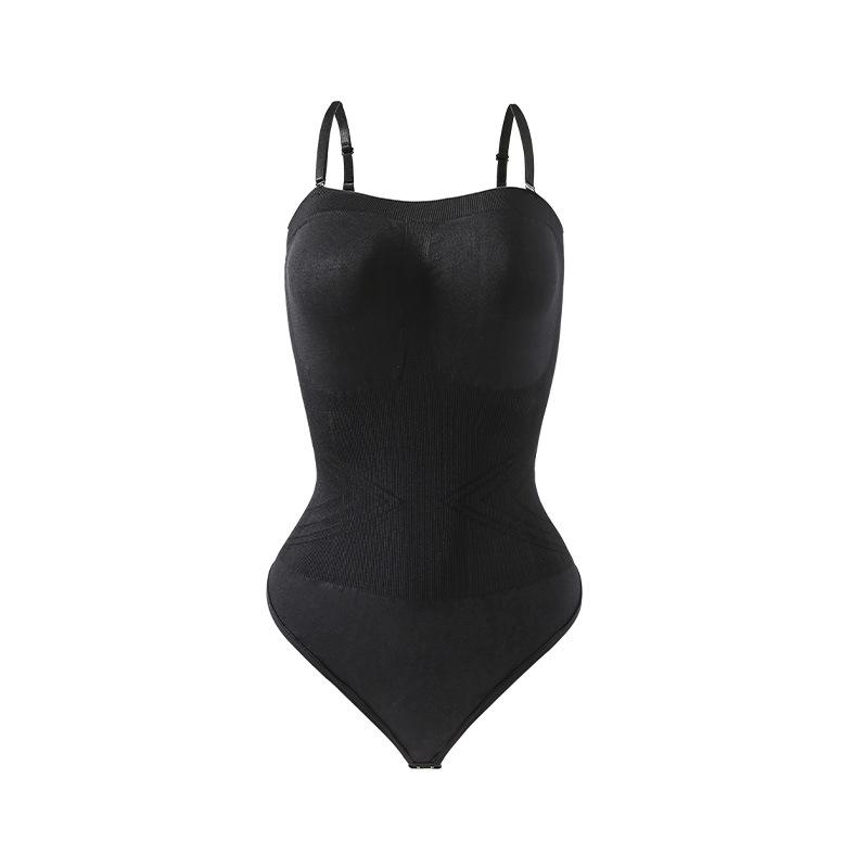 One-piece shapewear: sexy bandeau style with detachable straps; strapless fastening body-shaping corset