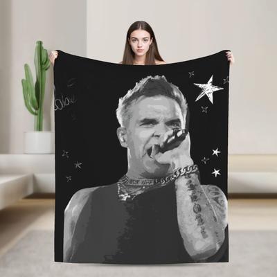 Super Weiche Robbie Williams Live 2025 Tour Konzert Überwurfdecke Premium Flanell Bettdecke Gemütliche Flauschige Tagesdecke Ganzjahresnutzung