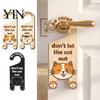 Appendioggetti Decorativo per Cat Cafe, Cartello di Avvertimento per Maniglia Porta, Promemoria da Appendere in Legno Cartoon, Appendi Pomello con Tag di Sicurezza per Animali Domestici, per Porte di Camera da Letto e Ingresso Tieni