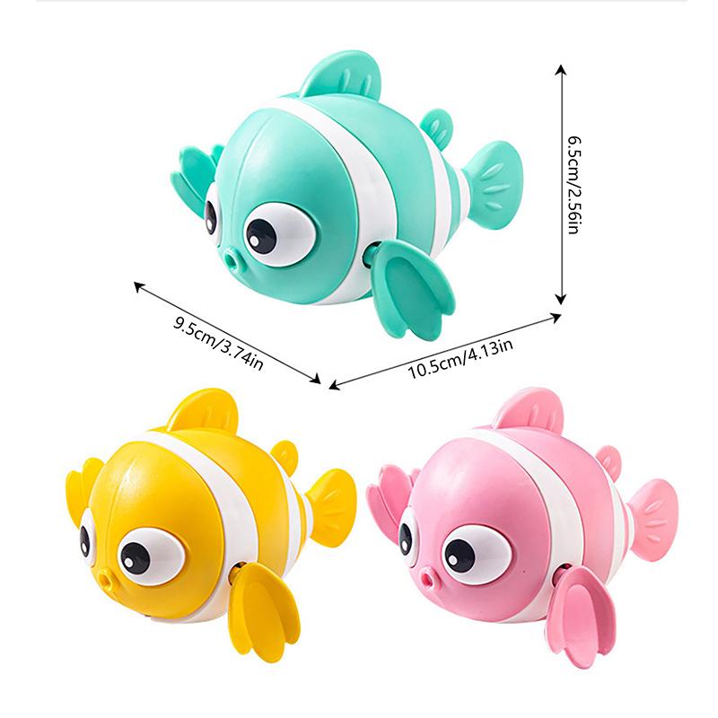 Cute Clownfish Clockwork Wind-Up Children'S Bath Toys Toddlers Chain Swim Baby Bathe Toy Cute Animal Appease Water Toy Kids Gift