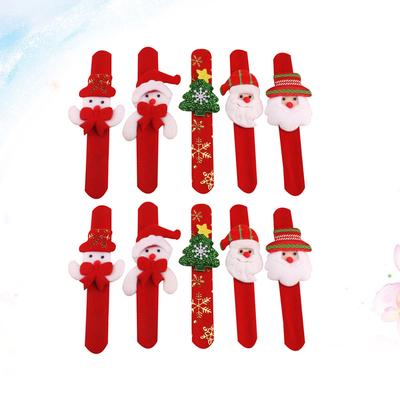 10pcs Kids Snap Bracelet Christmas Santa Snowman Elk Design Slap Wristband Party Favor Gift For Children Christmas Snap
