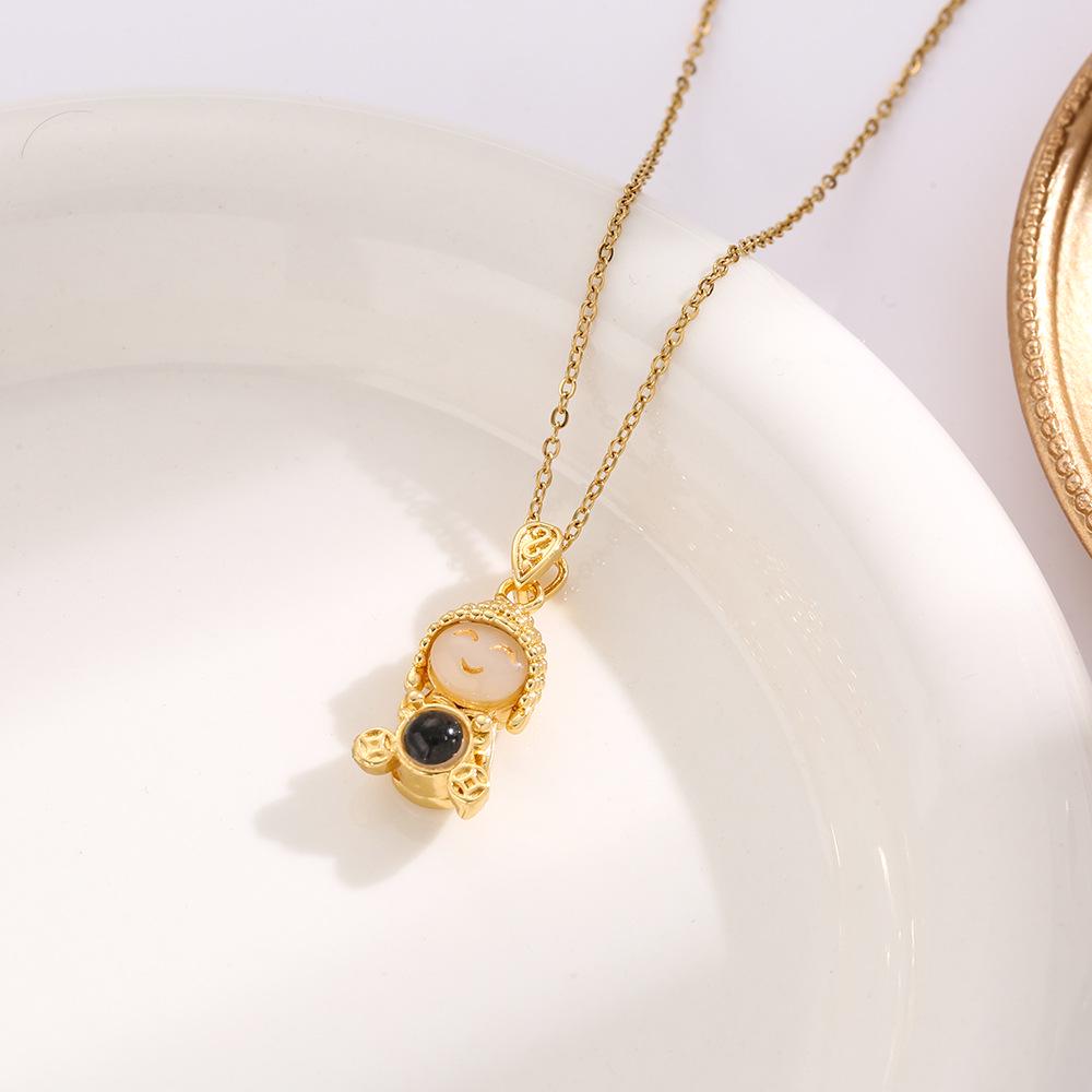 Hochwertige Damen Halskette aus Titanstahl mit vierblättrigem Kleeblatt - Nicht verblassend, vielseitige Schlüsselbeinkette