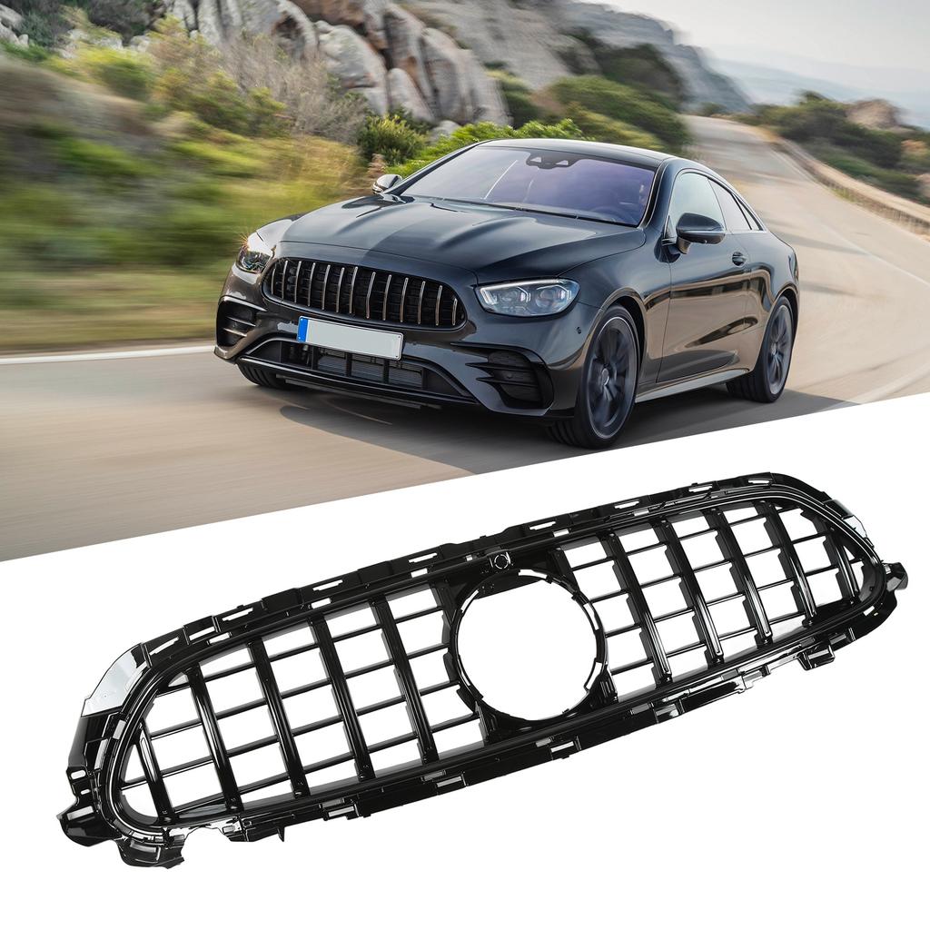 For Panamericana GT   Grille With Camera Holes Replacement for   EClass W213 C238  13 Facelift 2021+(Gloss Black )