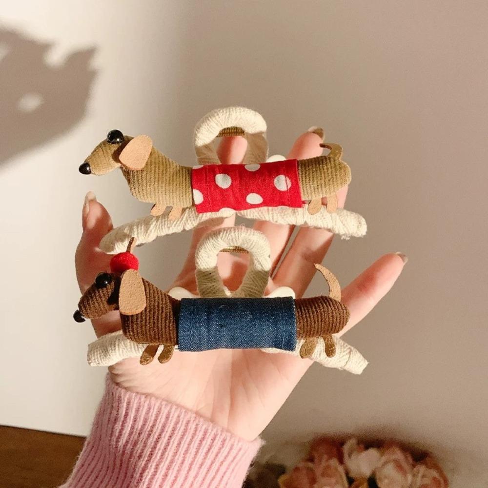 Cute Dachshund Hairpin Puppy Horsetail Holder Lovely Claw Clip  Headdress