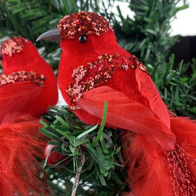 3 Stücke Rot Samt Schaum Feder Vogel Künstliche Imitation Kardinal Vögel Modell Zu Hause Garten Pflanze Hochzeit Dekoration Party Ornamente