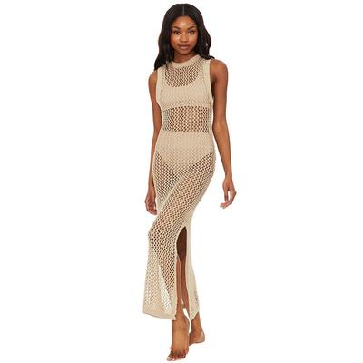 Sommer Damen Sexy Ausgeschnitten Rückenfrei Strand Cover Up Urlaub am Meer Langes Kleid Bikini Cover Up