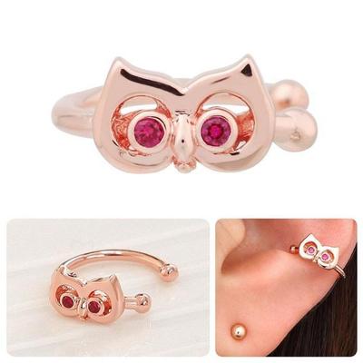 [Onm] Onm 14Kgp Cubic Owl Rose Gold Ring Bracelet Ear Cuff (S9593994)