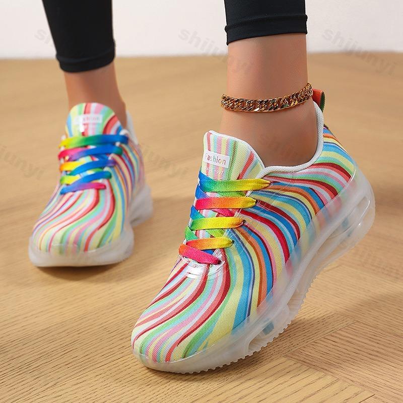 Fashion 2025 Autumn Fashion Lace Up Women's Colored Low Top Casual Single Shoes Comfortable Versatile Mesh Breathable Non Slip Sneakers