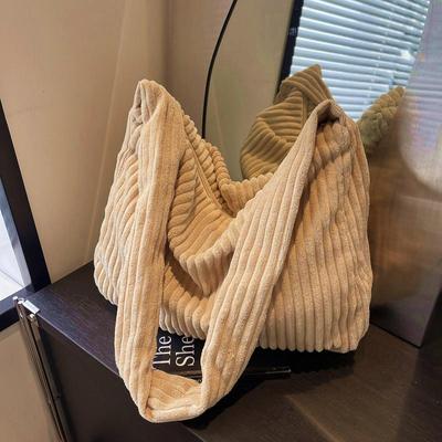 Winter-Tragetasche für Damen, Plüsch-Handtasche, Cord-Umhängetasche, weich, trendig, warm, flauschig, Einkaufstasche, pelzig, große Reisetasche