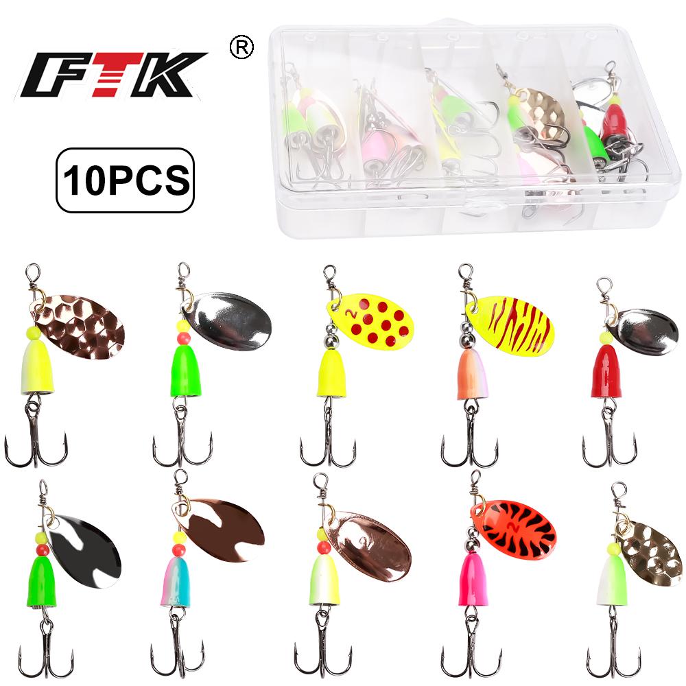 10 stk Spinner Agn 4g 4,5g 5g Skjelokk Gjedde Metall med Diskantkroker Kunstig Bass Agn Fiskelokk